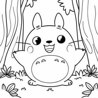 Pagina Da Colorare Di Un Carino Totoro Nel Bosco 3981-3223