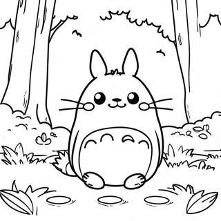 Pagina Da Colorare Di Un Carino Totoro Nel Bosco 3981-3224