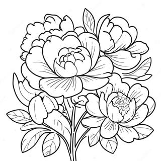 Pagina Da Colorare Di Un Bellissimo Mazzo Di Peonie 39898-33102