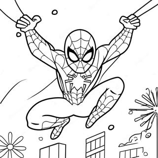 Spider Man Che Oscilla Tra I Fiocchi Di Neve Pagina Da Colorare 40729-33737