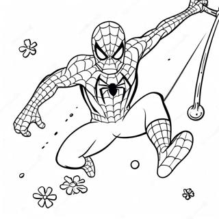 Spider Man Che Oscilla Tra I Fiocchi Di Neve Pagina Da Colorare 40729-33739