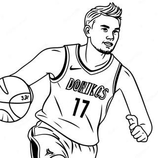 Pagina Da Colorare Di Luka Doncic Che Dribbla Il Pallone Da Basket 40969-34038