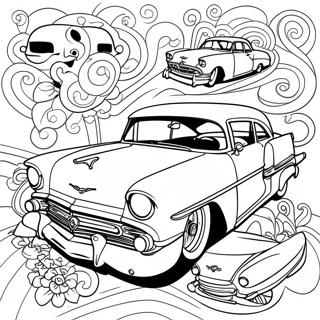 Pagina Da Colorare Di Arte Chicano Con Auto Classiche 41009-33958