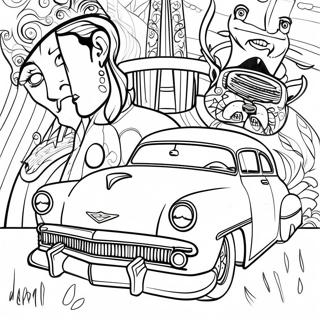 Pagina Da Colorare Di Arte Chicano Con Auto Classiche 41009-33959