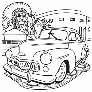 Pagina Da Colorare Di Arte Chicano Con Auto Classiche 41009-34066