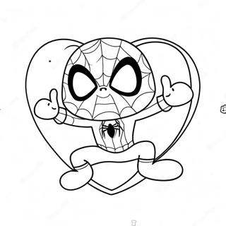 Pagina Da Colorare Di Spiderman Carino Con Cuori 41520-34456