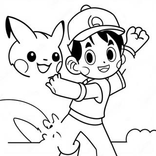 Pagina Da Colorare Di Ash Ketchum Che Cattura Pikachu 41720-34612