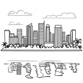 Pagina Da Colorare Dello Skyline Colorato Di Miami 41900-34758