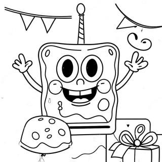 Pagina Da Colorare Della Celebrazione Di Compleanno Di Spongebob 42330-35094