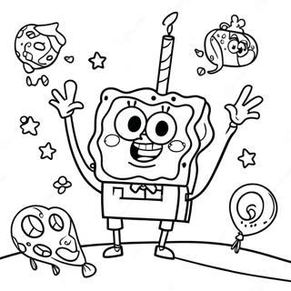 Pagina Da Colorare Della Celebrazione Di Compleanno Di Spongebob 42330-35096