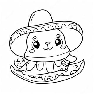 Pagina Da Colorare Divertente Taco Cat Con Un Sombrero 43042-35838