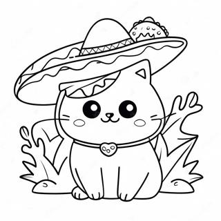 Pagina Da Colorare Divertente Taco Cat Con Un Sombrero 43042-35839