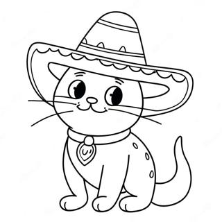 Pagina Da Colorare Divertente Taco Cat Con Un Sombrero 43042-35840