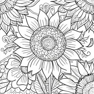 Pagina Da Colorare Del Design Intricata Del Girasole Bohemien 43163-35926