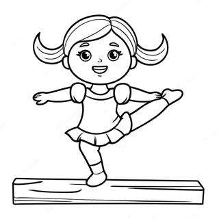 Pagina Da Colorare Della Bambola American Girl Di Ginnastica In Equilibrio Su Una Trave 43193-35953