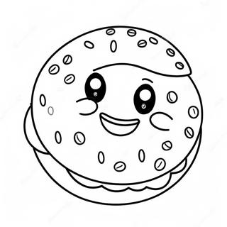 Pagina Da Colorare Di Un Bagel Carino Con Faccia Sorridente 43583-36267