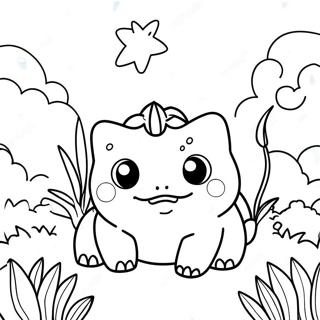 Pagina Da Colorare Bulbasaur Carino In Un Giardino 4361-3519