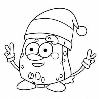 Pagina Da Colorare Di Spongebob Festivo Con Cappello Di Babbo Natale 45254-37594