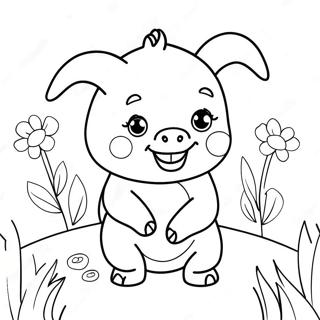 Pagina Da Colorare Di Un Adorabile Piglet Con Fiori 4552-3662