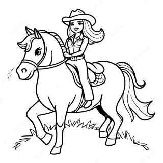 Pagina Da Colorare Cowgirl Barbie Avventurosa Che Cavalca Un Cavallo 45634-37898