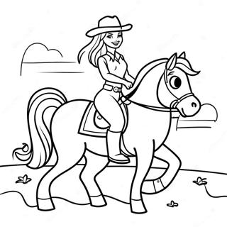 Pagina Da Colorare Cowgirl Barbie Avventurosa Che Cavalca Un Cavallo 45634-37899