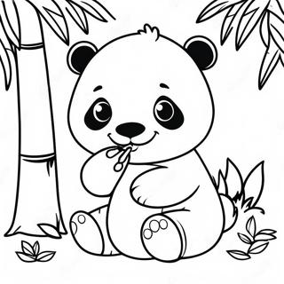 Pagina Da Colorare Di Un Adorabile Panda Cucciolo Che Mangia Bambu 45814-38041