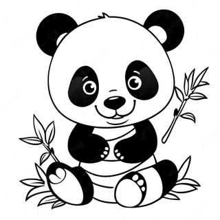 Pagina Da Colorare Di Un Adorabile Panda Cucciolo Che Mangia Bambu 45814-38042