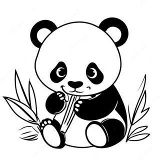 Pagina Da Colorare Di Un Adorabile Panda Cucciolo Che Mangia Bambu 45814-38169