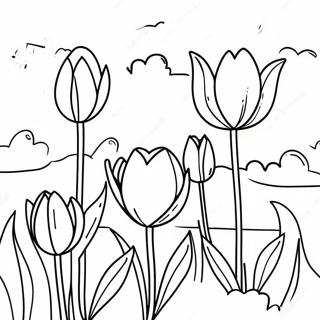 Pagina Da Colorare Di Giardino Di Tulipani Vivaci 45944-38275