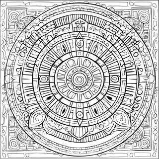 Pagina Da Colorare Di Un Design Intricato Del Calendario Azteco 46054-38361