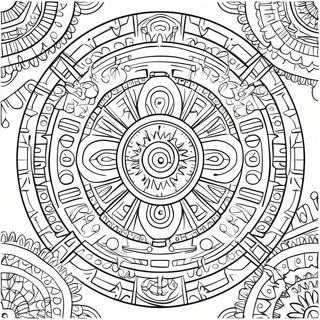 Pagina Da Colorare Di Un Design Intricato Del Calendario Azteco 46054-38362