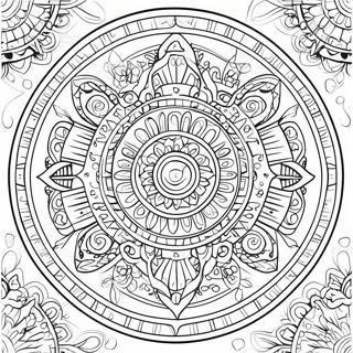 Pagina Da Colorare Di Un Design Intricato Del Calendario Azteco 46054-38364