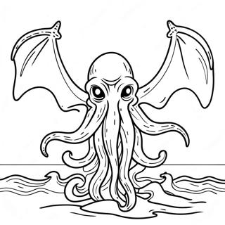 Pagina Da Colorare Di Cthulhu Che Sorge Dalloceano 46304-38566