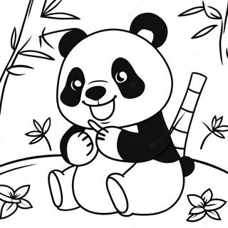 Pagina Da Colorare Del Panda Kawaii Carino Che Mangia Bambu 47474-39507