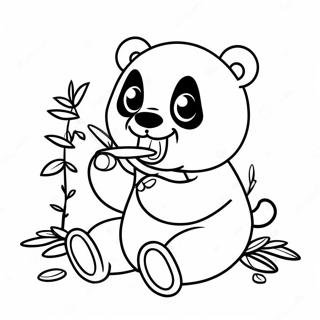 Pagina Da Colorare Del Panda Kawaii Carino Che Mangia Bambu 47474-39508