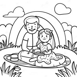 Pagina Da Colorare Di Un Picnic Divertente Tra Papa E Figlia 47575-39565