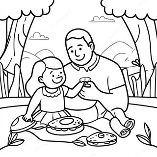 Pagina Da Colorare Di Un Picnic Divertente Tra Papa E Figlia 47575-39568