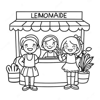 Pagina Da Colorare Di Un Chiosco Di Limonata Carino Con Bambini Sorridenti 47645-39622