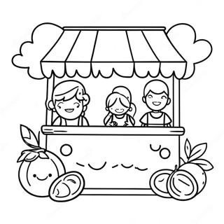 Pagina Da Colorare Di Un Chiosco Di Limonata Carino Con Bambini Sorridenti 47645-39624