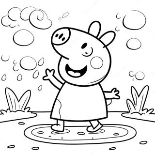 Pagina Da Colorare Di Peppa Pig Nelle Pozzanghere Fangose 47984-39886