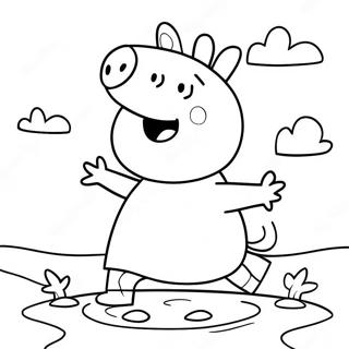 Pagina Da Colorare Di Peppa Pig Nelle Pozzanghere Fangose 47984-39888