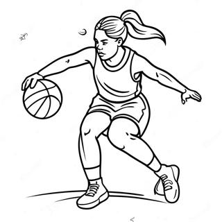 Pagina Da Colorare Della Ragazza Giocatrice Di Basket Che Dribbla 48264-40111