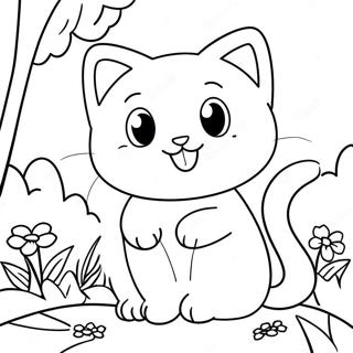 Pagina Da Colorare Di Cute Kitty Softpaws In Un Giardino 48355-40191