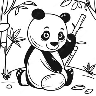 Pagina Da Colorare Di Un Adorabile Panda Che Gioca Con Il Bambu 48875-40599