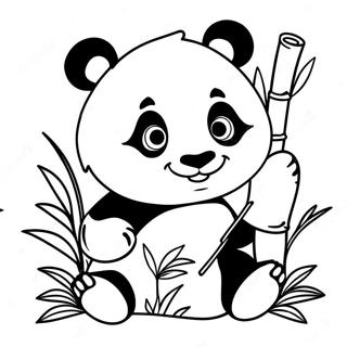 Pagina Da Colorare Di Un Adorabile Panda Che Gioca Con Il Bambu 48875-40600