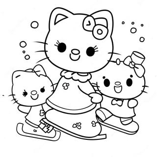 Pagina Da Colorare Di Hello Kitty Sul Ghiaccio Con Amici 49205-40868