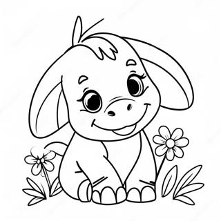 Pagina Da Colorare Di Baby Eeyore Carino Con Fiori 49745-41523