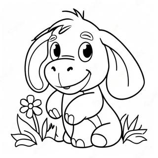 Pagina Da Colorare Di Baby Eeyore Carino Con Fiori 49745-41524