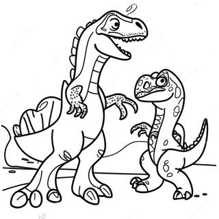 Pagina Da Colorare Della Battaglia Tra T Rex E Velociraptor 49805-41552