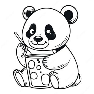 Panda Che Beve Boba Pagina Da Colorare 50384-42011